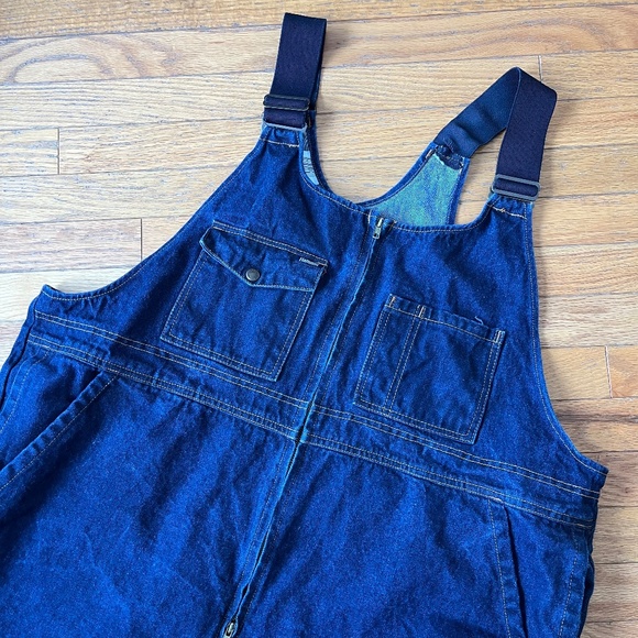 Vintage 100% Cotton Denim Jean Overall Cutoff Shorts sz 50 - Picture 4 of 9